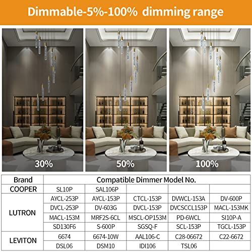 Image of 9-Light Modern Living Room Chandelier Gold Brass Finish Crystal Ceiling Pendant Lights LED Dimmable 54W 6000K Staircase Large Chandeliers for Entryway Lobby Foyer High Ceiling Chandeliers