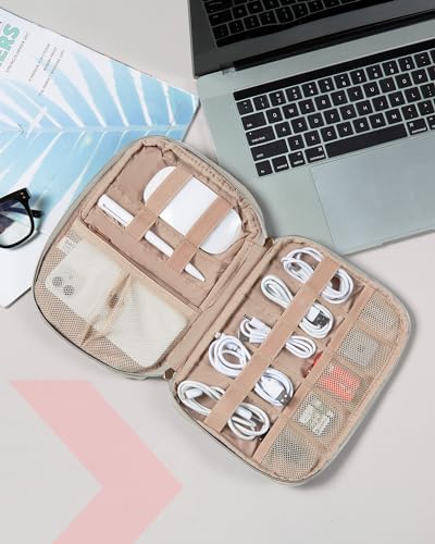 Image of BAGSMART Travel Case - Cable Organizer Bag for Tech Accessories, Warm Grey