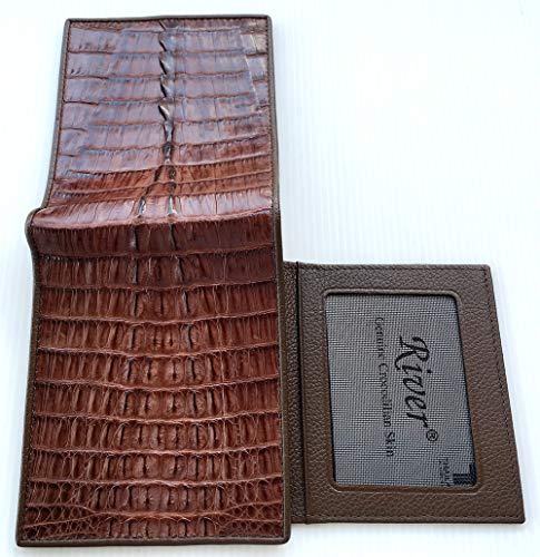 Genuine Real Tail Crocodile Skin Leather Man Bifold Dark Brown Wallet4