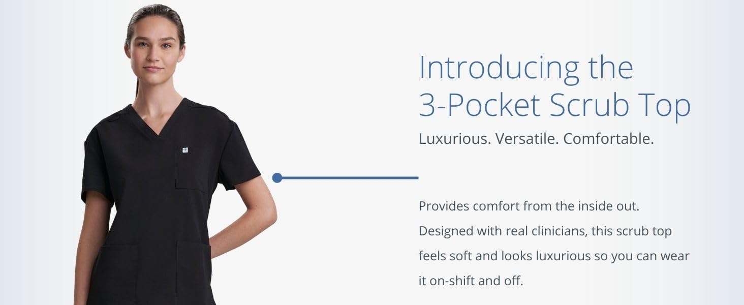 Care+Wear 3-Pocket V-Neck Scrub Tops for Women – Moisture Wicking, Ultra-Soft, Wrinkle-Resistant Medical Scrub Top with a Classic Fit (X-Small, Navy)