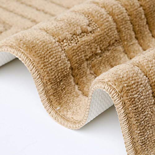EDS Luxury 2 Piece Greek Bath Mat Set Non Slip Ultra Soft Bathroom Mats Water Absorbent Bath Mats Machine Washable Rug Toilet Mat for Bathroom Floor (Mocha) - Image 2