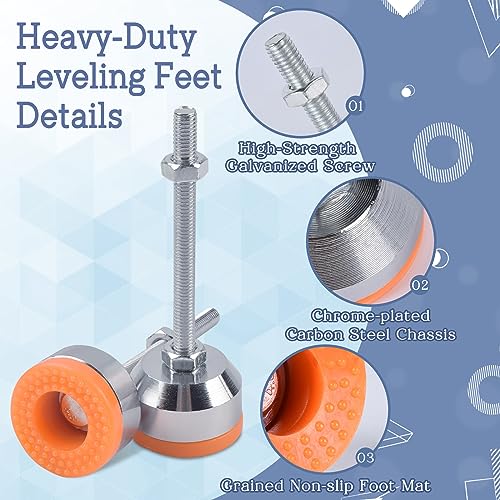 Tycoonest 4 PCS M8xThread 80xBase 40 Leveling Feet Adjustable Carbon Steel Machine Feet Heavy Duty Furniture Leveler for Furniture,Table - Image 3