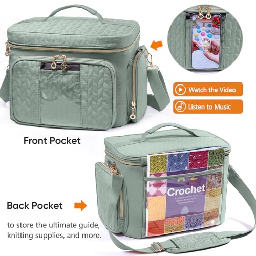 mybagzing crochet bag organizer - yarn bags for crocheting - crochet storage bag with pockets for crochet hooks crochet accessories - yarn organizers - yarn holders for crocheting - knitting bags