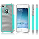 iPhone SE Case, iPhone 5 Case, MoMoCity Durable TPU Protection Case Silicone Ultra Thin Shockproof Phone Cover for iPhone5/5s/SE Gray-Mint Green