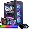 STGAubron Gaming PC Desktop Computer, Intel Core I7 up to 3.9 GHz, Radeon RX 580 8G, 16G RAM, 512G SSD, WiFi, Bluetooth 5.0, RGB Fan x6, RGB BT Sound Bar, Windows 10 Home