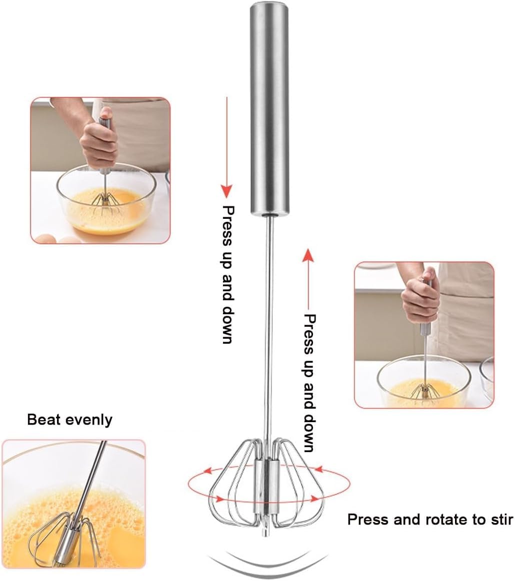 DLEST Hand Blender | Stainless Steel Automatic Blender | Hand Blender for Kitchen | Butter Milk & Lassi Maker | Mixer Hand Blender | Egg Beater Mixer | Silver 9inch 2