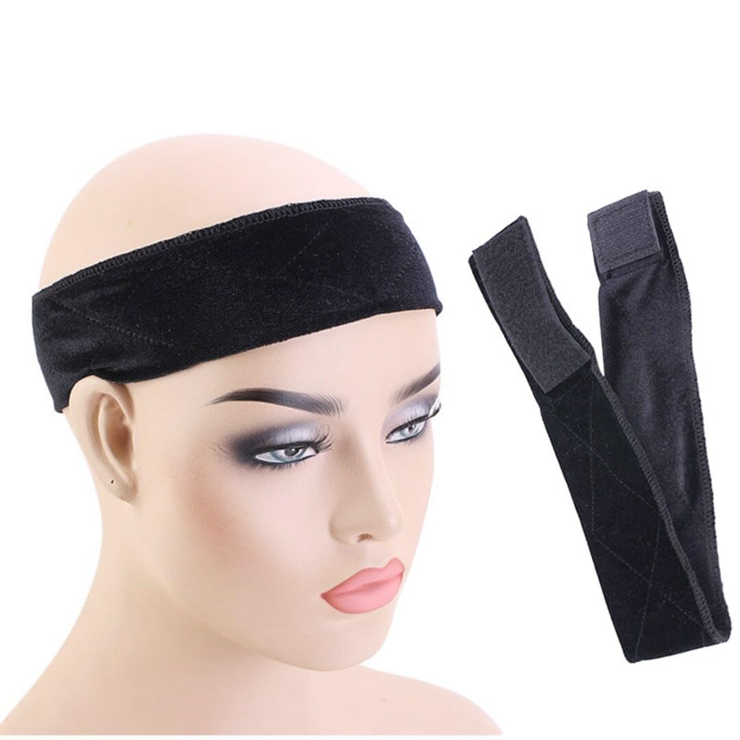 10 Inch Long Adjustable Velvet Material Wig Grip Wig Band No Slip Head Hair Bands Flexible Headband (Black)-image-26
