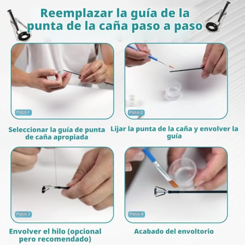 Miniatura 7 de Eulapgoe Kit Reparación Punta Caña De Pescar 10 Piezas, Repuestos Ligeros Y Resistentes Para Cañas De Pescar Rotas, Apto Para Cañas De Distintos Tamaños Y Estilos, Ideal Para Pesca En Agua Dulce Y Sa
