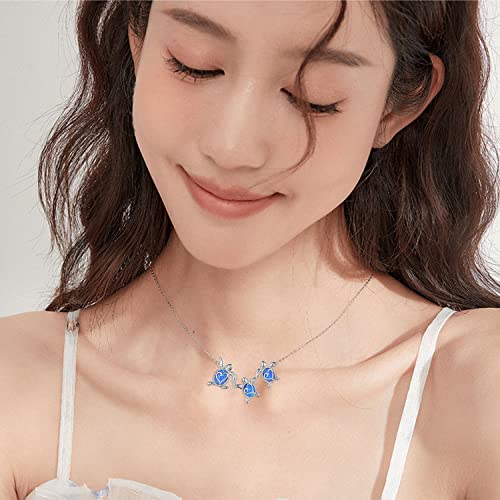 Opal Turtle Necklace 925 Sterling Silver Hawaiian Sea Turtle Pendant Necklaces Beach Jewelry Gifts for Women Girls2