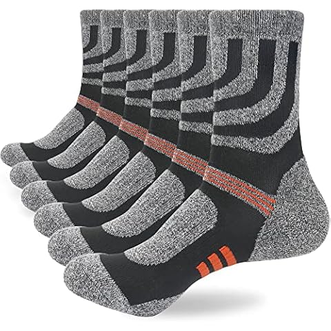 KOOOGEAR Womens Mens Boys Thermal Thick Walking Hiking Socks 4-7 Grey Winter Warm Sports Work Boot Socks Anti Blister Cushioned Wicking Arch Support Cycling Socks for Women Men 3 Pairs Cover