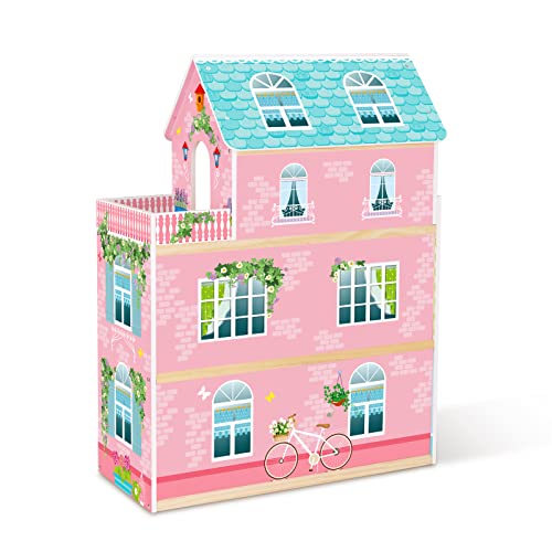 Tookyland Doll House 2.6 Feet High Wooden Dollhouse With 15 Pieces Furniture, Barbie Playhouse For Kids #TOP7