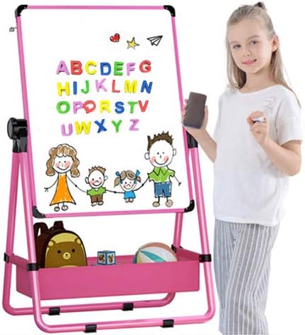 Atril artístico y soporte de pizarra para tiza y pizarra blanca de dos lados para niños Altura ajustable de 75 a 112cm 295 a 44pulgadas y rotación