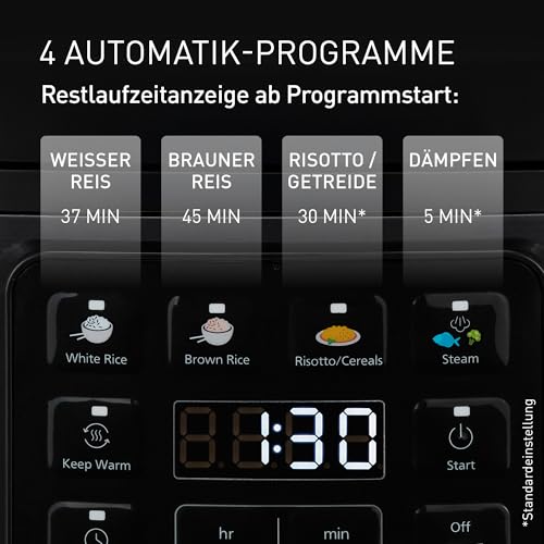 Panasonic SR-DA152KXE Automatischer Reiskocher mit Dampfgarer, Fuzzy-Logik, Wasserverhältnisanzeige, BPA-frei, Warmhalten, Startverzögerung, spülmaschinengeeignete Teile, vielseitig, schwarz