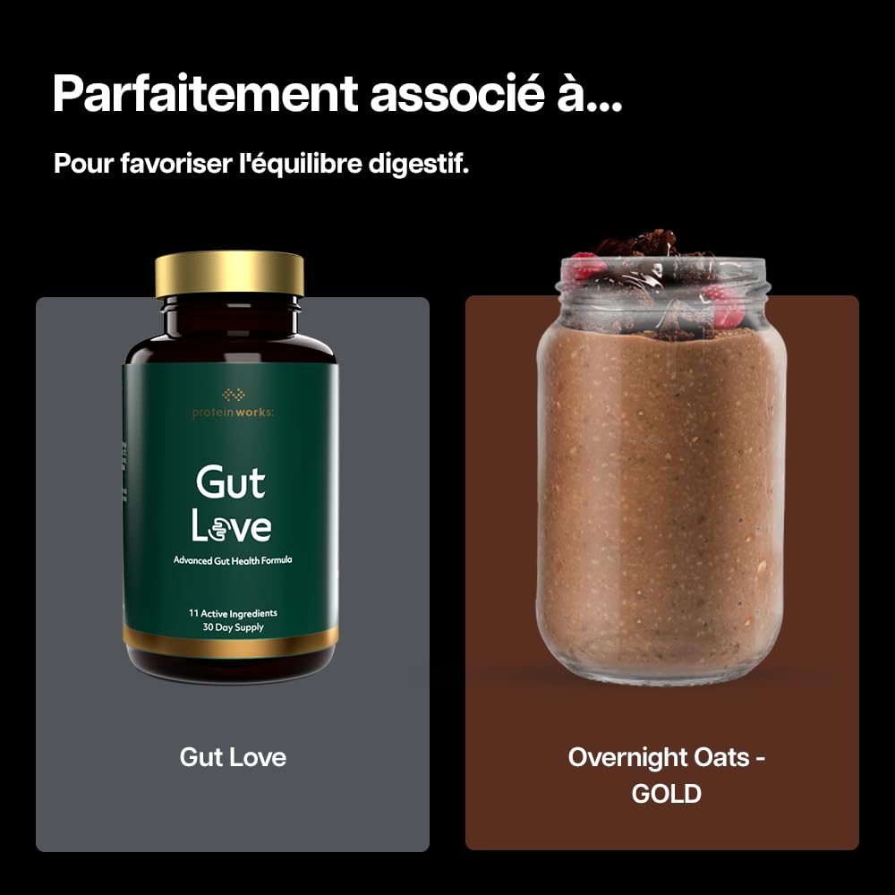 Protein Works | Overnight Oats – GOLD Innovation, Petit-Déjeuner High-Protein, Chia & Graines de Lin, Soutient Perte de Poids, Faible Sucre, Chocolat Noir Framboise, 14 Portions, 1kg