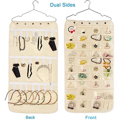 Organizadores del Armario Colgante 40 Bolsillos y 20 de Gancho y Bucle Joyería de Doble Lados Colgantes Organizador de la Joyería Cuelgan la Joyería Colgantes Bolsa de Almacenamiento que Ahorra