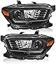 AS AUTOLIGHTS 2016-2021 Toyota Tacoma Headlight Assembly Replacement for 2016-2021 Tacoma with Black Housing Amber Reflector Clear Lens Driver and Passenger Side