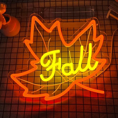 Image of Fall Neon Sign Maple Neon Light for Wall Decor Dimmable Thanksgiving Neon Sign for Thanksgiving Autumn Theme Party Holiday Gift Lamp Decor