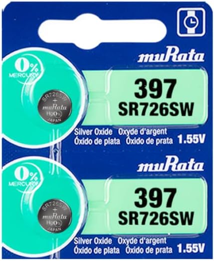 Murata 397 SR726SW Batería 1.55V Celda de botón de reloj de óxido de plata - Sustituye a Sony 397 (2 baterías)