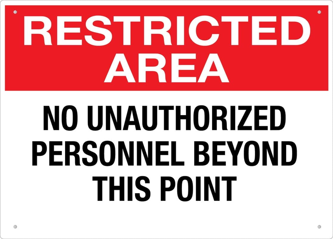 peiyeety Restricted Area No Unauthorized Personnel Beyond This Point Wall Sign Outdoor, Uv Printed Rust Free Aluminum 12x16 Inches,Yard Sign for Home, Business, Driveway Alert
