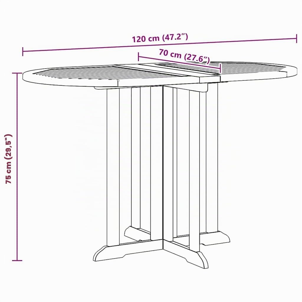 vidaXL Mesa Jardín Butterfly Terraza Patio Restaurantes Aire Libre Muebles Salón Comedor Tablero Balcón 120x70x75cm