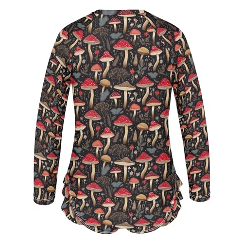 Mushroom Girls Long Sleeve Rashguard Swimsuit UV Protection One-Piece Swimwear Bathing Suit B04028903