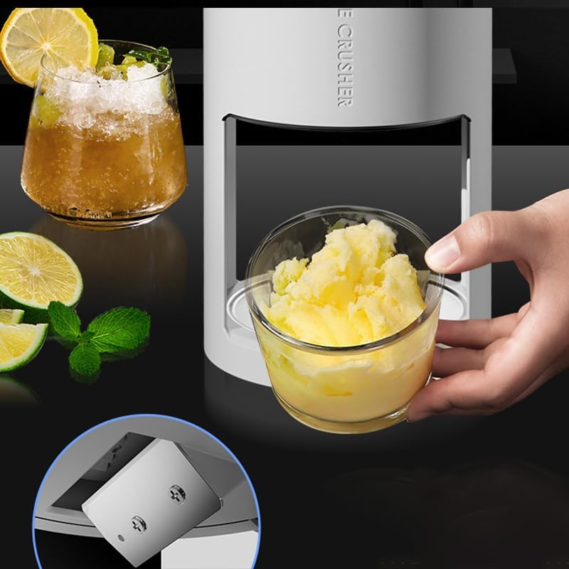 Hand-Crank Ice Crusher for Home,Manual Rotary Shaved Ice Machine Kit with Ice Freezing Mold,Portable Snow Cone Machine,Household Slushie Machine for Kids Adult (White)