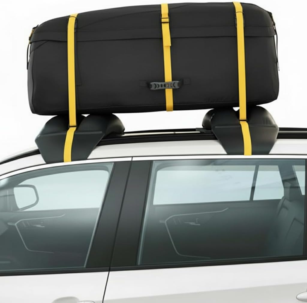 Universal Car Inflatable Roof Soft Rack Pads Luggage Carrier for Kayaks, Canoes, Surfboards and SUPs; Fits Cars and SUVs (Black)