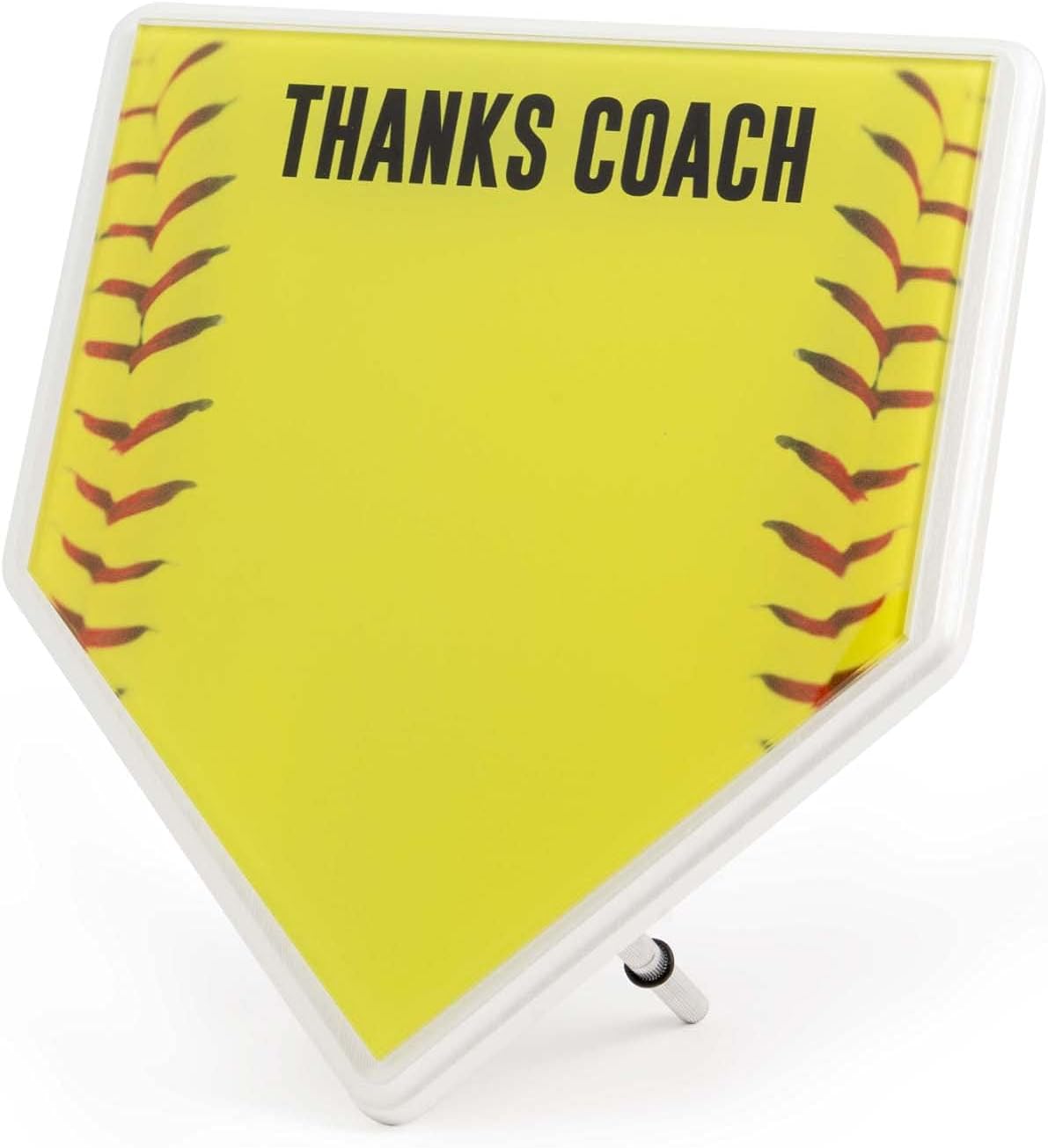 ChalkTalkSPORTS Softball Coach Gift Home Plate Plaque - Autograph Ready - Desk or Wall Display - Thanks Coach