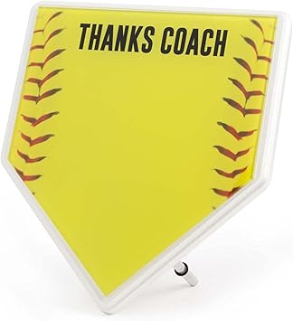 ChalkTalkSPORTS Softball Coach Gift Home Plate Plaque - Autograph Ready - Desk or Wall Display - Thanks Coach