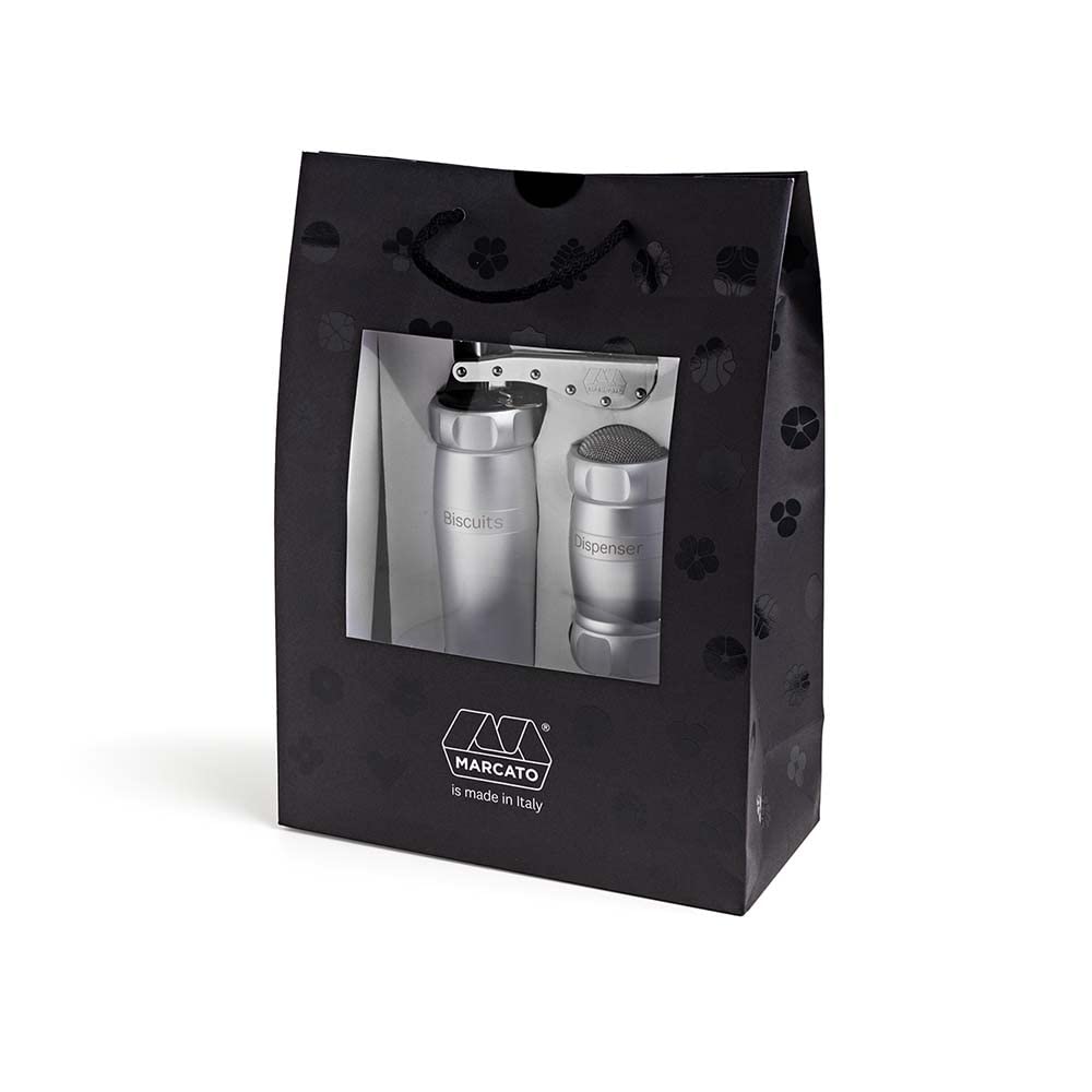 Marcato Cookie Kit with Biscuit Maker and Decorating Dispenser, Silver, 2-Piece Set