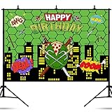 Anime Kids Birthday Party Backdrop Green Photo Background Pizza Birthday Party Decorations Banner Ninja Theme Photography Backdrop