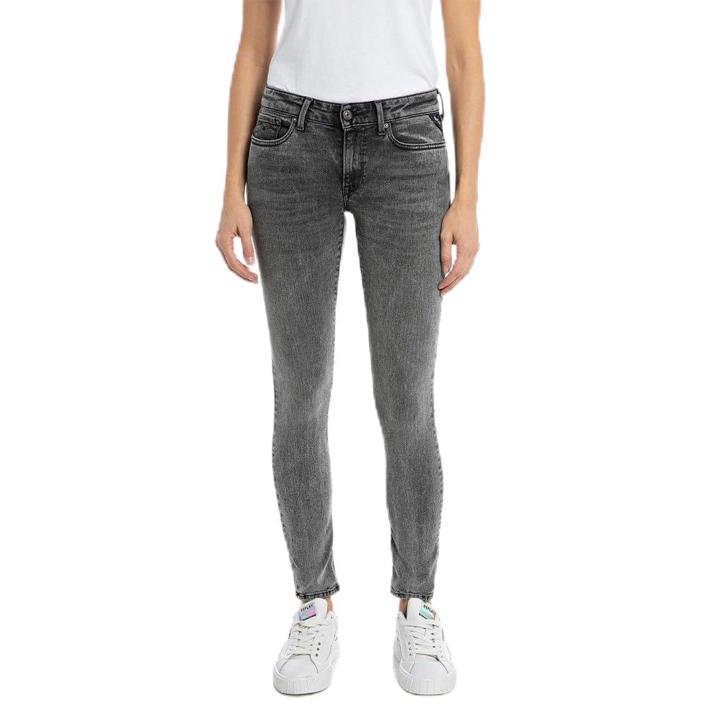 Replay Damen Jeans New Luz Skinny-Fit Hyperflex mit Stretch, Medium Grey 096-3 (Grau), 25W / 28L