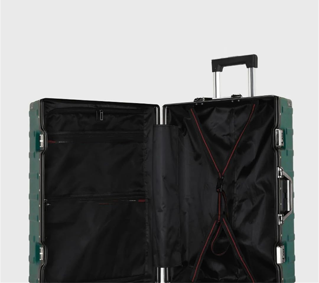 Suwequest Valigia da viaggio con telaio in alluminio Rod Trolley Valigia Carry-On Box Password di grande capacità, bianco, 28''