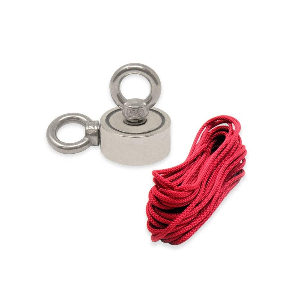 N42 Nagnet Pot Neodymium Con 2X Mo8 Eybolts Per La Pesce Magnet, Rippetco E Treasco Caccia - 48mm Dia x 18mm - 80kg