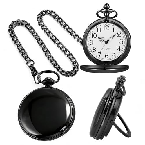 Image of Tiong Smooth Pocket Watch,Personalized Pocket Watch,Customized Watches for Men,Engraved Pocket Watches for Father's Day with Chain