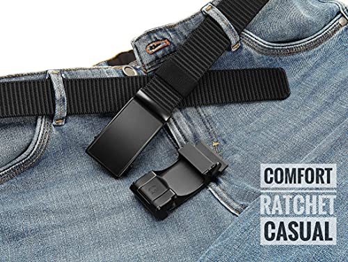 Chaoren Golf Belt For Men - Nylon Ratchet Belt 1 3/8" For Casual Pants - Outside Tail Design Easier To Tighten #TOP3
