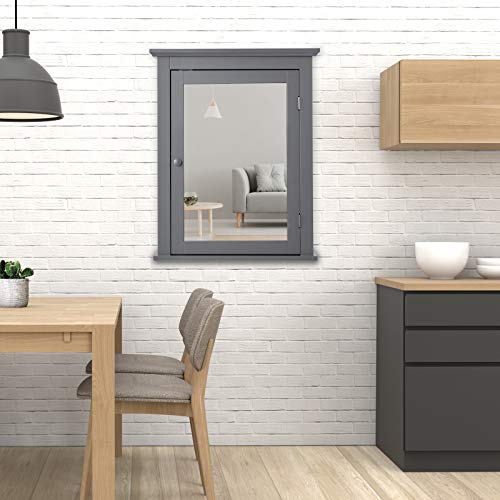 Glacer Bathroom Mirror Cabinet, Wall Mounted Storage Cabinet With Mirror Door And Adjustable Shelf, Mirrored Medicine Cabinet For Bathroom, Living Room, Cloakroom, 22 X 6 X 27.5 Inches (Grey) #TOP3