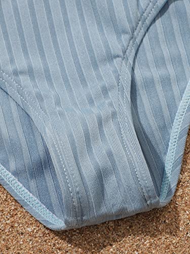 Milumia Girl's Cute Two Piece Swimsuit V Neck Spaghetti Strap Bikini Set Blue 11-12 Years #TOP3
