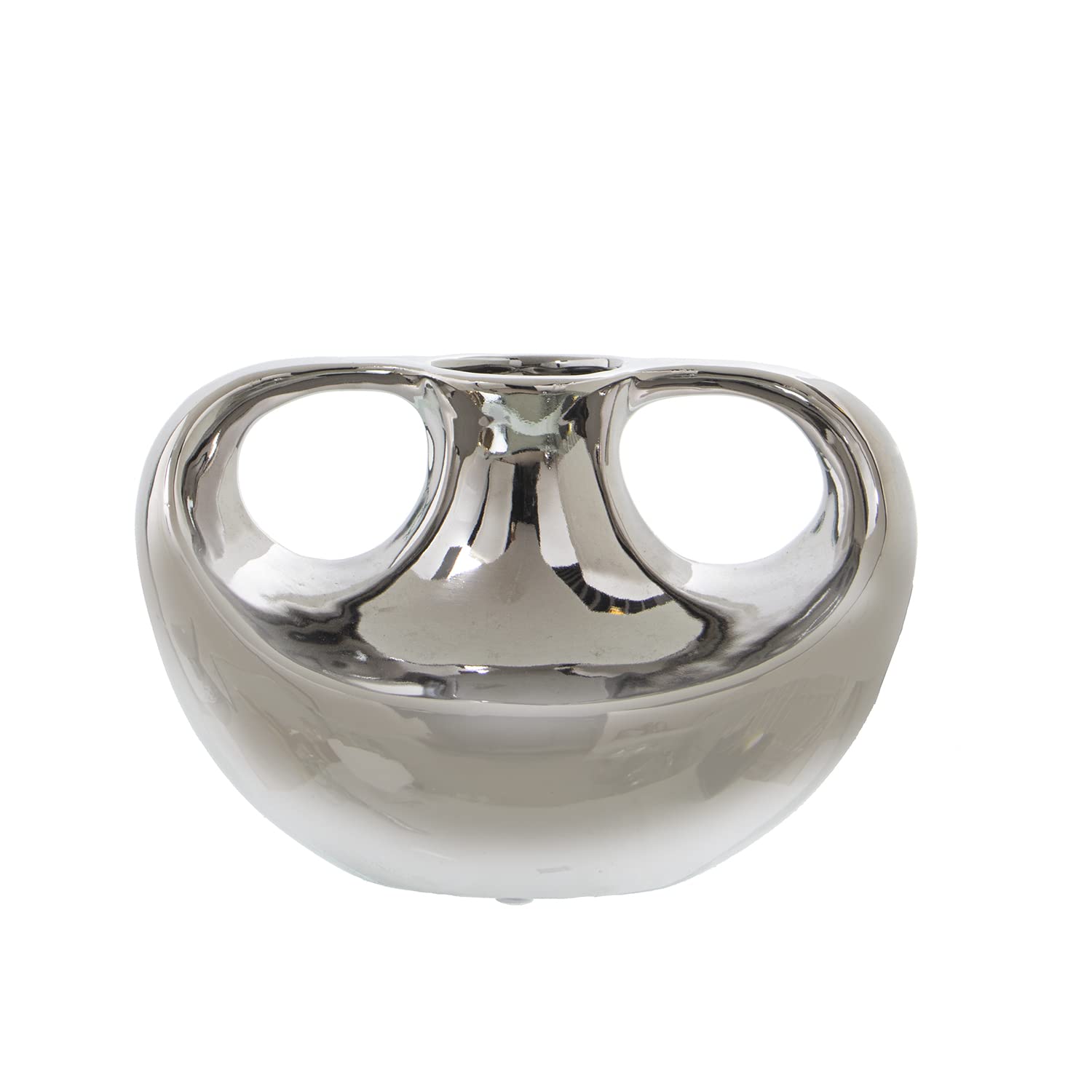 Vase en céramique argenté 22cm pour sublimer un meuble vide