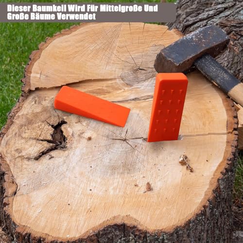 NUWIQ 6 Stück Fällkeil Set - 6 Zoll Rutschfeste Kunststoffkeile mit Handschuhen und Netztasche - Rutschfeste Widerhaken und Struktur für Kontrollierten Fällen Von Bäumen