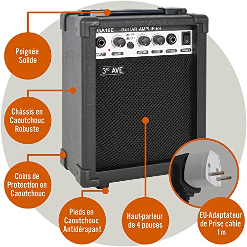 3rd Avenue Amplificateur 10 W pour Guitare avec Sortie Casque, Bouton de Distorsion et Contrôle Du Tone – Ampli Portable Compact pour Les Répétitions – Noir - Les Beatles, Paul McCartney, John Lennon, RIngo Starr, George Harrison 3rd Avenue Amplificateur 10 W pour Guitare avec Sortie Casque, Bouton de Distorsion et Contrôle Du Tone – Ampli Portable Compact pour Les Répétitions – Noir – Image 5
