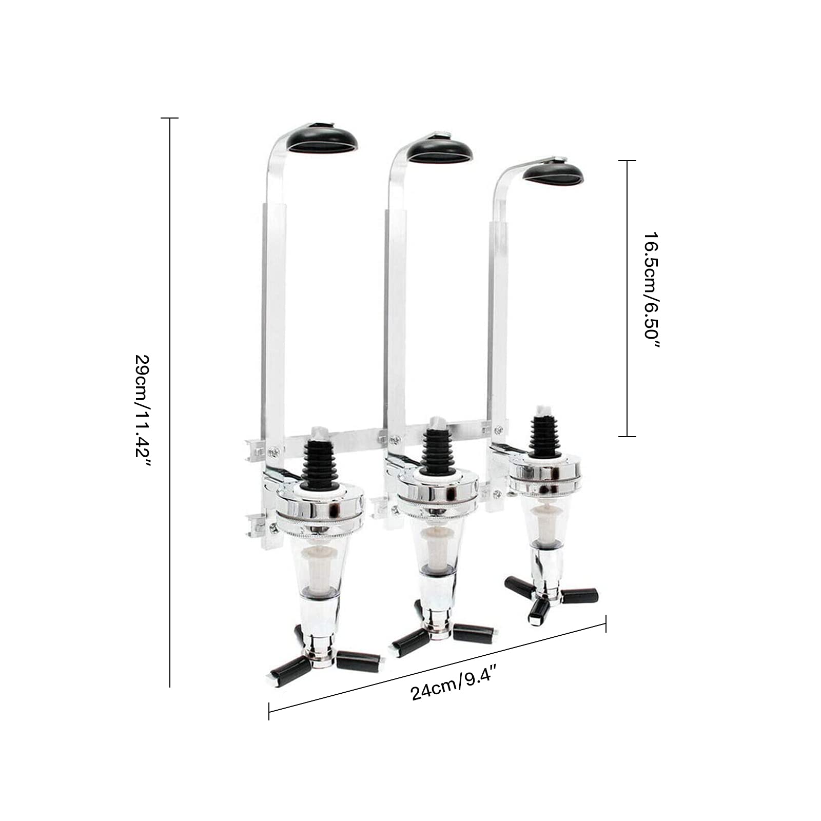 3 botellas ópticas para bar del hogar, soporte montado en la pared, dispensador de vino, juego de vasos Optic Spirit para bar de acero para el hogar y pub (3 botellas)