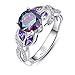 BONLAVIE Engagement Anniversary Ring with 3.6ct Created Rainbow Topaz Cubic Zirconia 925 Sterling Silver