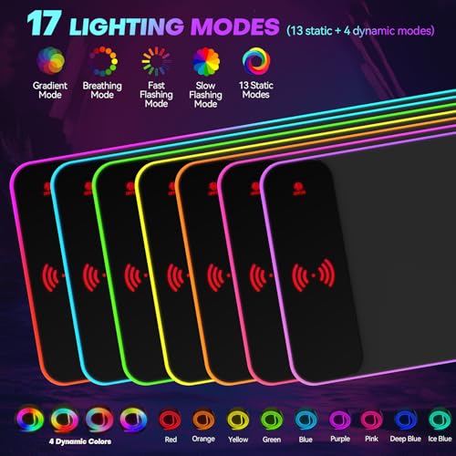 RGB Gaming Mouse Pad with 15W Wireless Charger