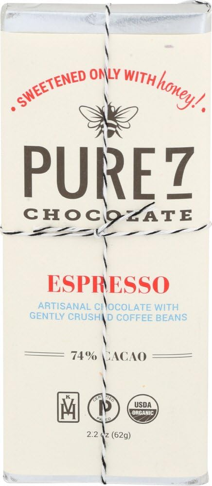 Pure7, Honey Sweetened Espresso Chocolate Bar, Paleo (2 oz.)