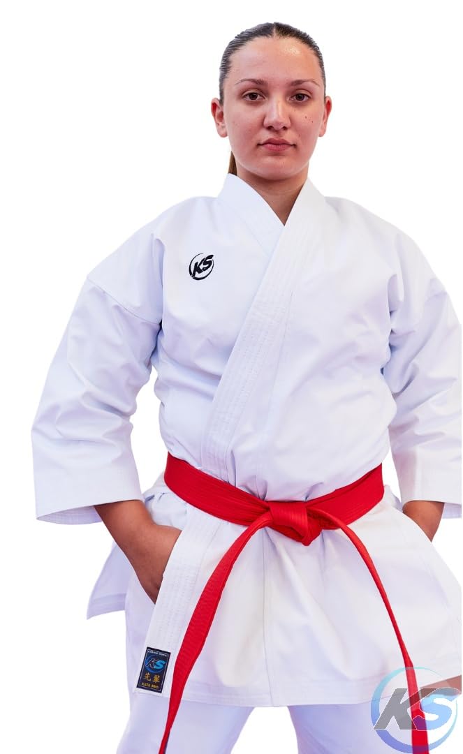 Divisa Karate Karategi Kata Pro - Kimono da Competizione 300 g/m² con Rinforzi - Ideale per Kata e Gare - Bianco Premium