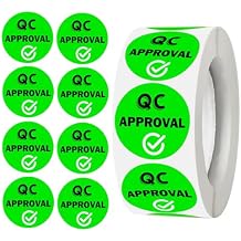 QC Approved Quality Control Labels 1 inch QC Approval Labels Fluorescent Green Inventory Quality Control Stickers for Warehouse Inventory Organization Check Tested Pass Assembly Lines Pallets 1000pcs