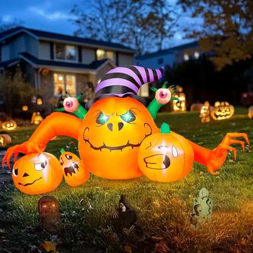 8ft pumpkin Halloween inflatable with wizard hat and hands