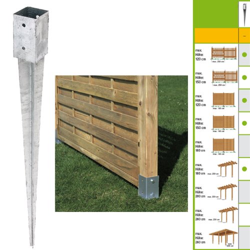 Preisvergleich Produktbild Einschlagbodenhülse 71x71x900mm Einschlaghülse Pfostenträger Bodenhülse