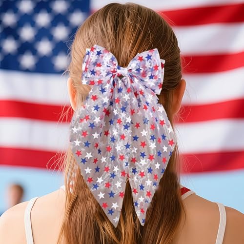 Pinza con moño patriótico para cabello 4th of July miniatura 5